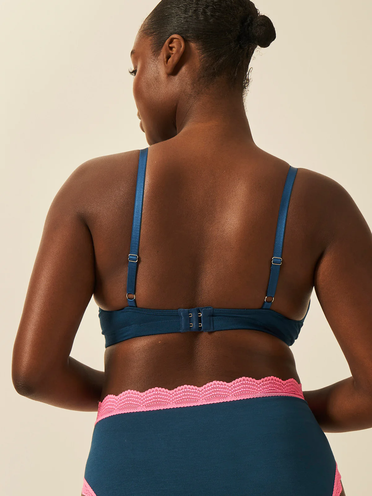 Lace Plunge Bra - Midnight Neon Pink - Image 3