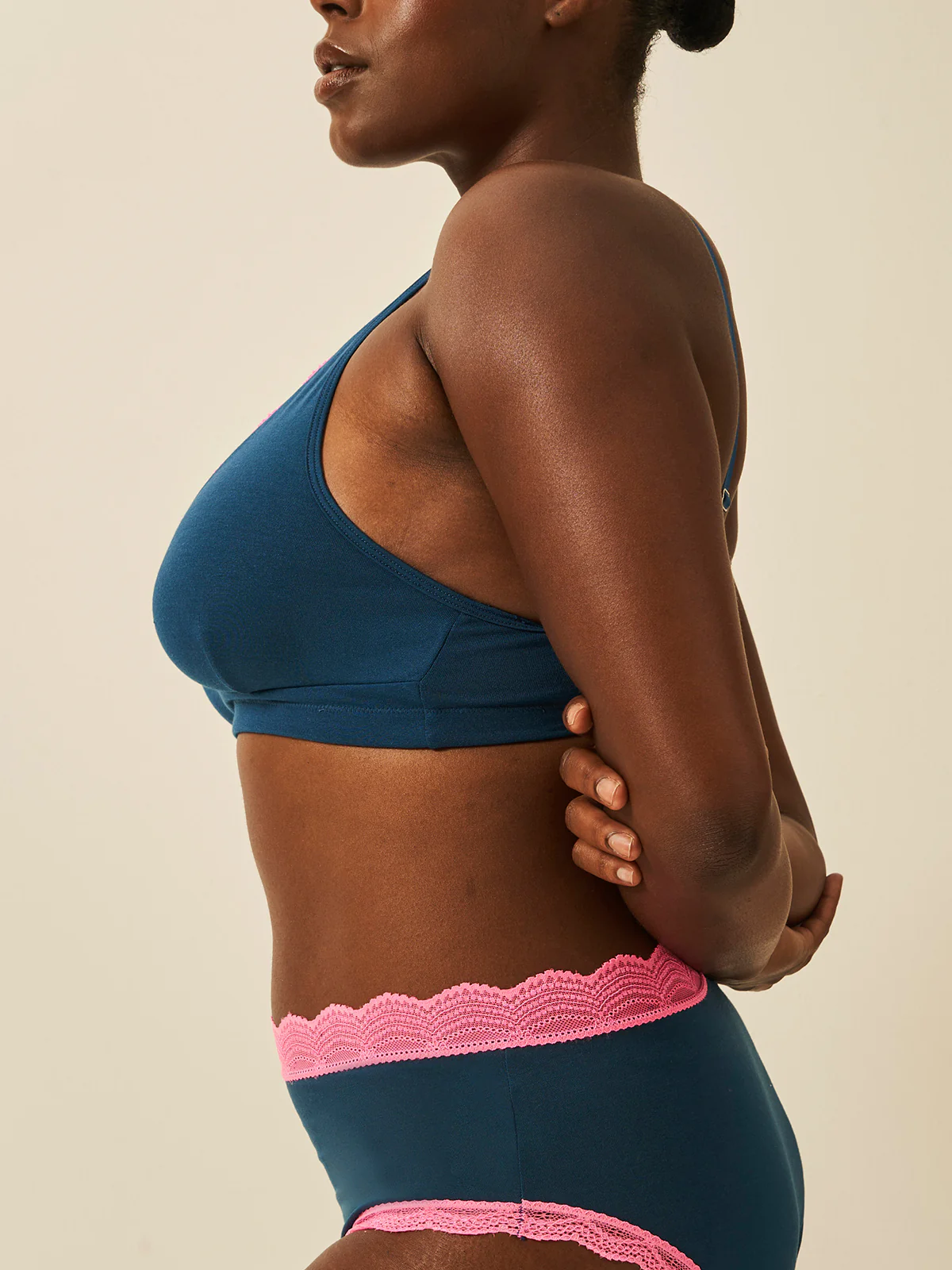 Lace Plunge Bra - Midnight Neon Pink - Image 5