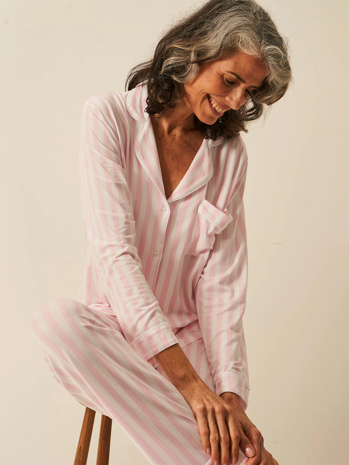 Long Pyjama Set - Pale Pink Stripe - Image 7