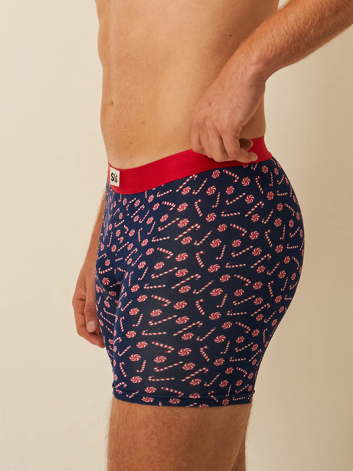 Men's Boxer - Navy Candy Cane Swirl - Image 4