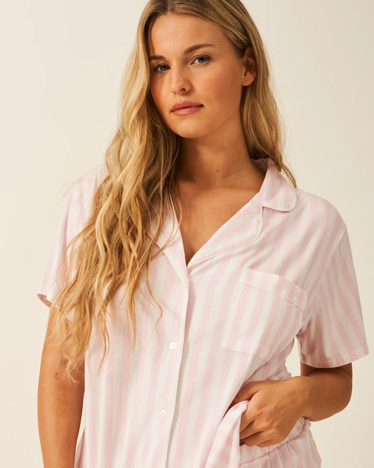 Short Pyjama Set - Pale Pink Stripe - Image 7