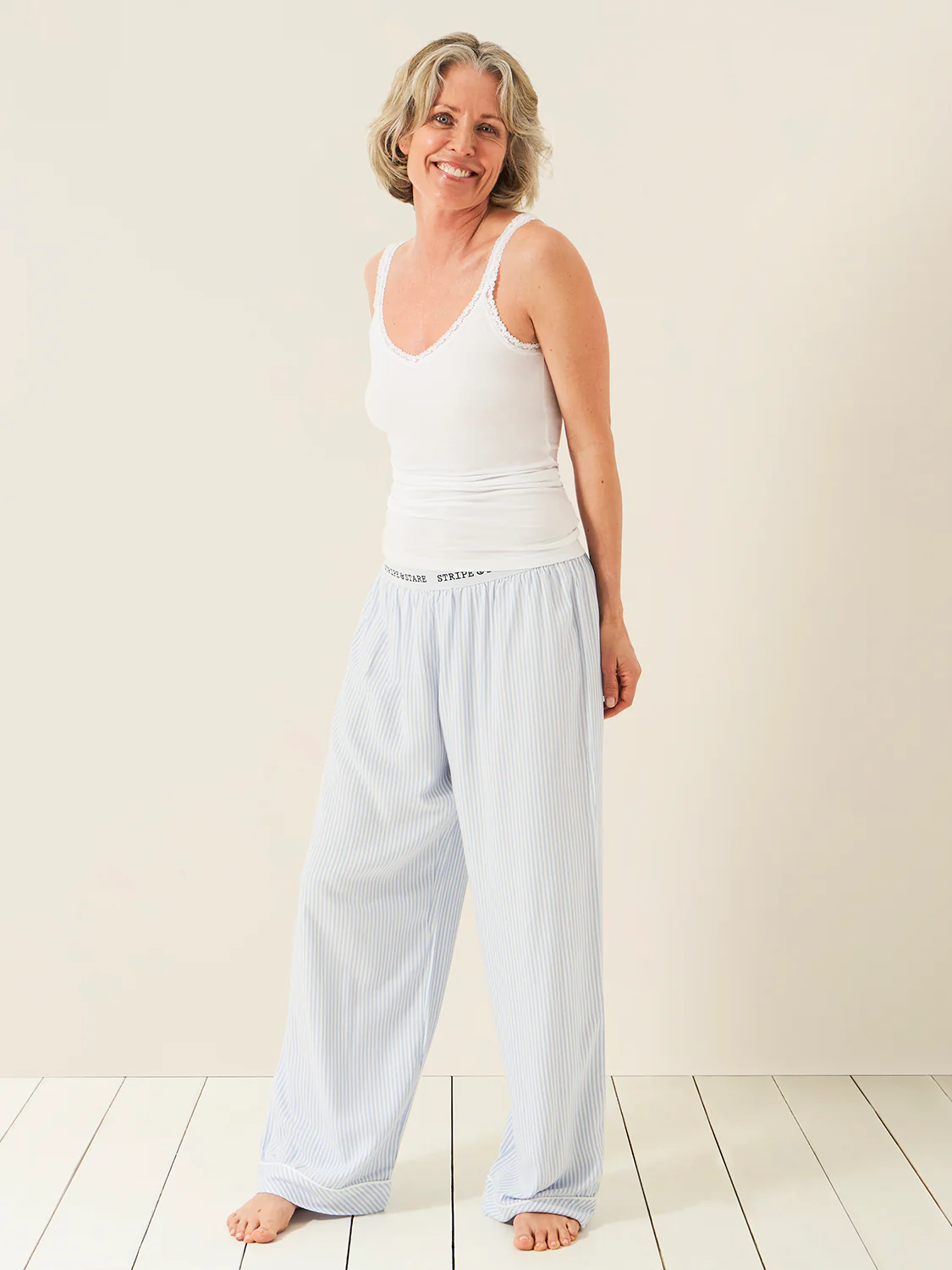 Soft Brushed Woven Pyjama Bottoms - Blue Stripe - Image 10