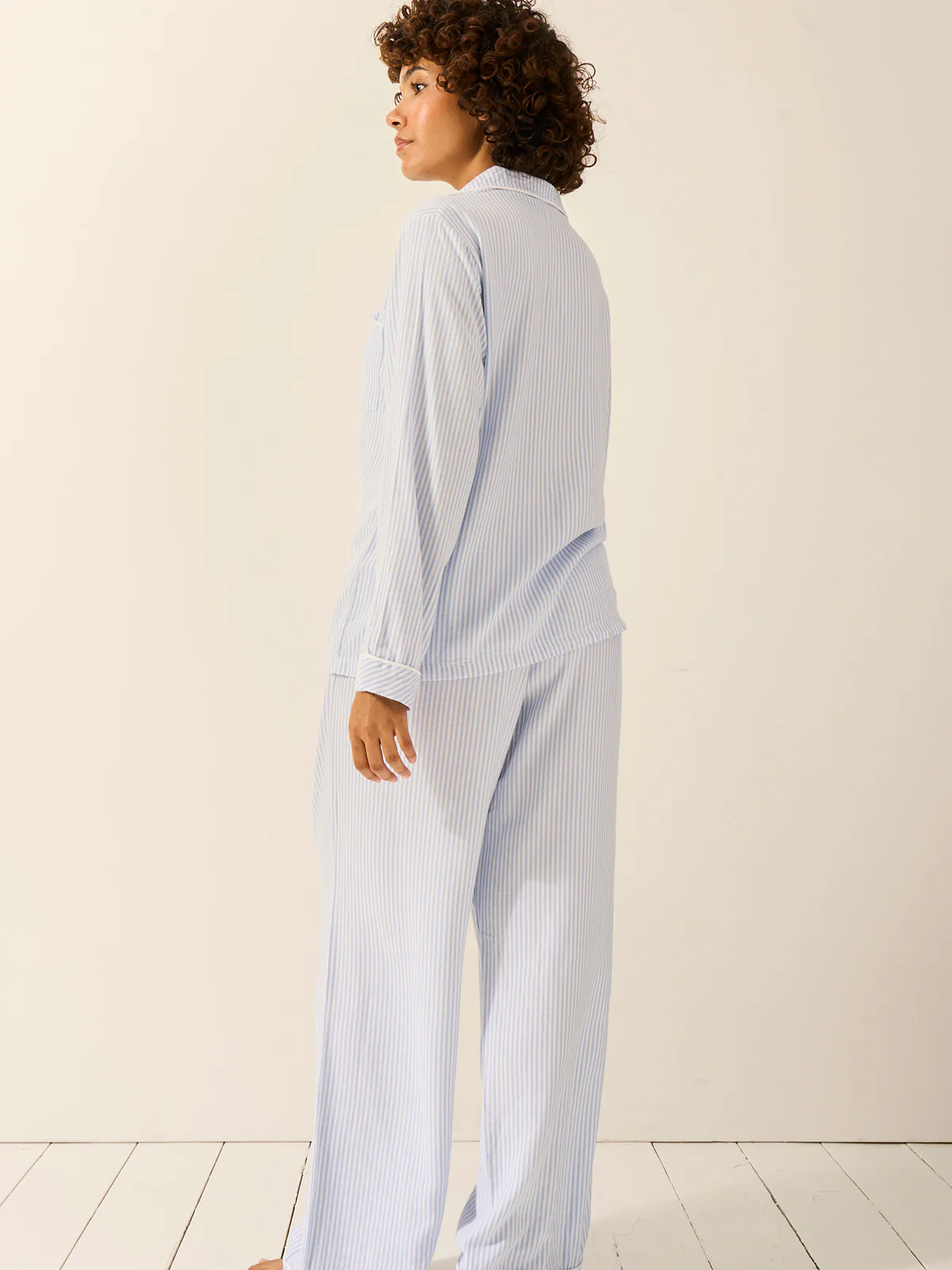 Soft Brushed Woven Pyjama Bottoms - Blue Stripe - Image 4