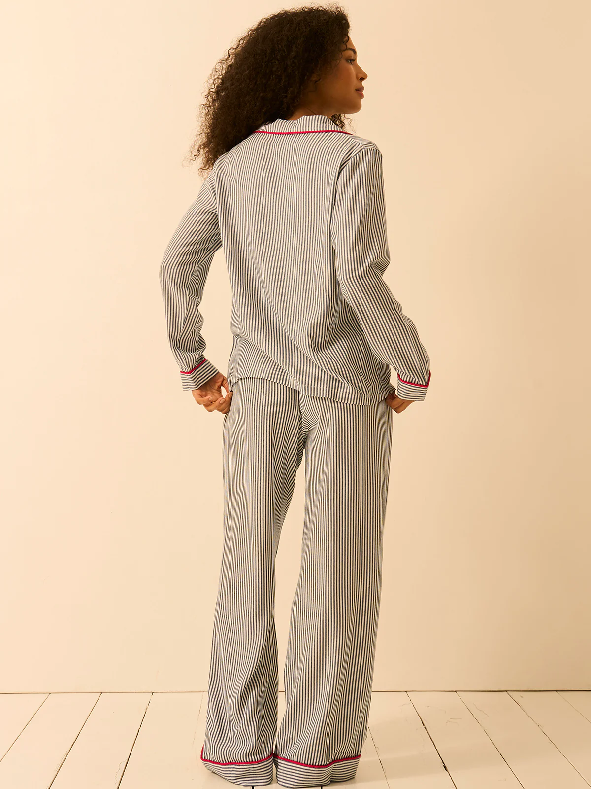 Soft Brushed Woven Pyjama Bottoms - Midnight Stripe - Image 7