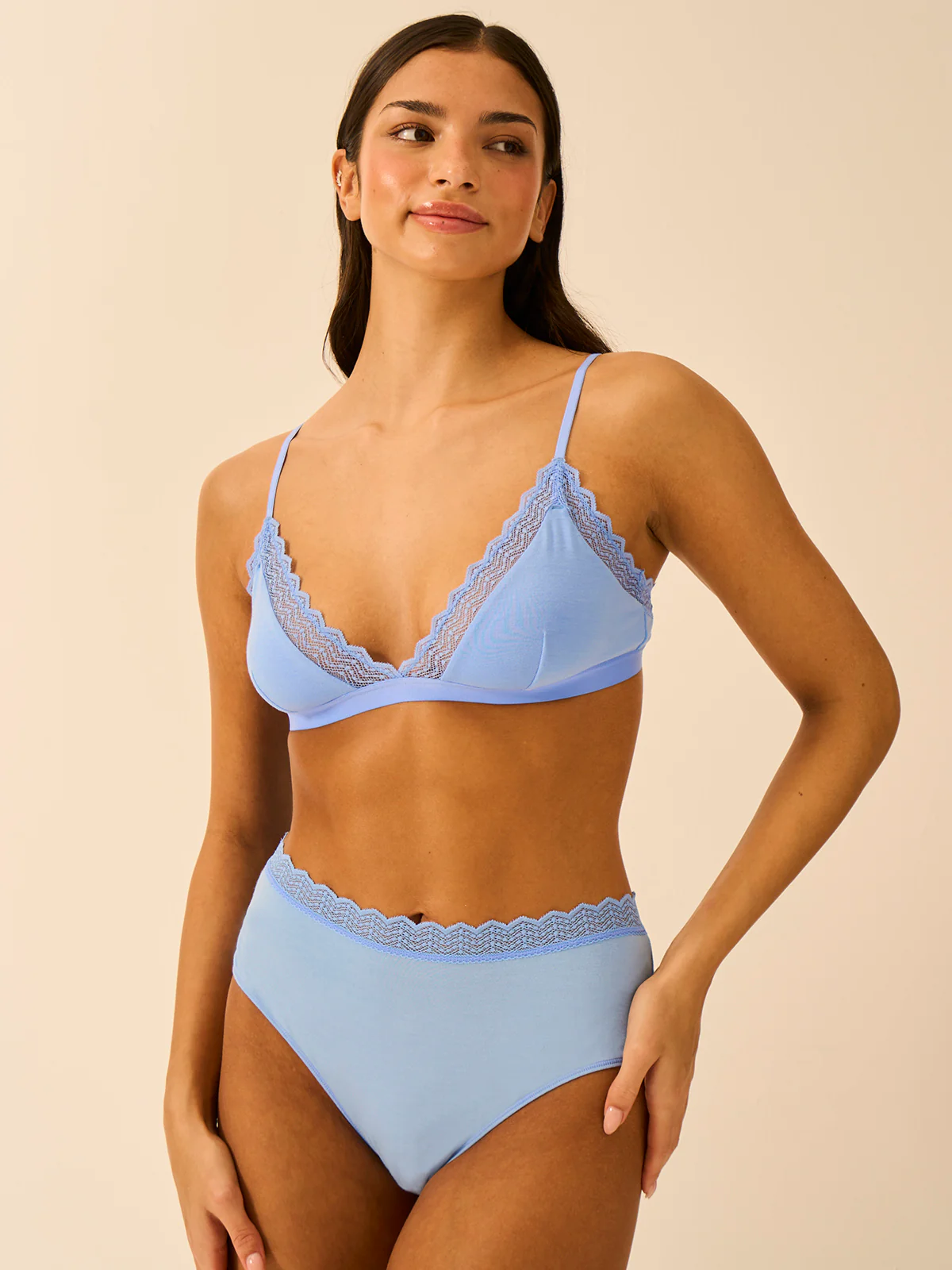 ZigZag Lace High Rise Knicker - Cornflower Blue - Image 4